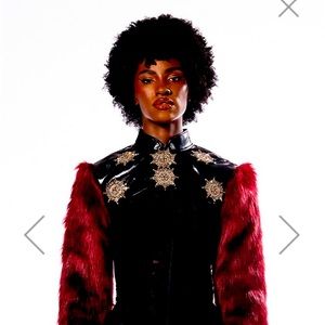 Faux fur long sleeve crop top (Maroon faux fur)